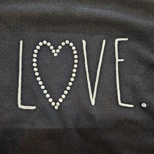 NWT! Rae Dunn Black Puff Sleeve “LOVE” Sweater XL